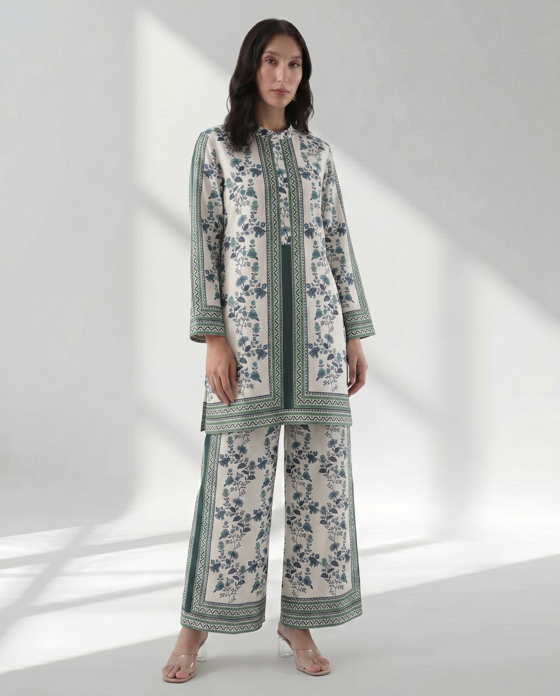 Designer Botanical Print Kurta Palazzo Set for Women