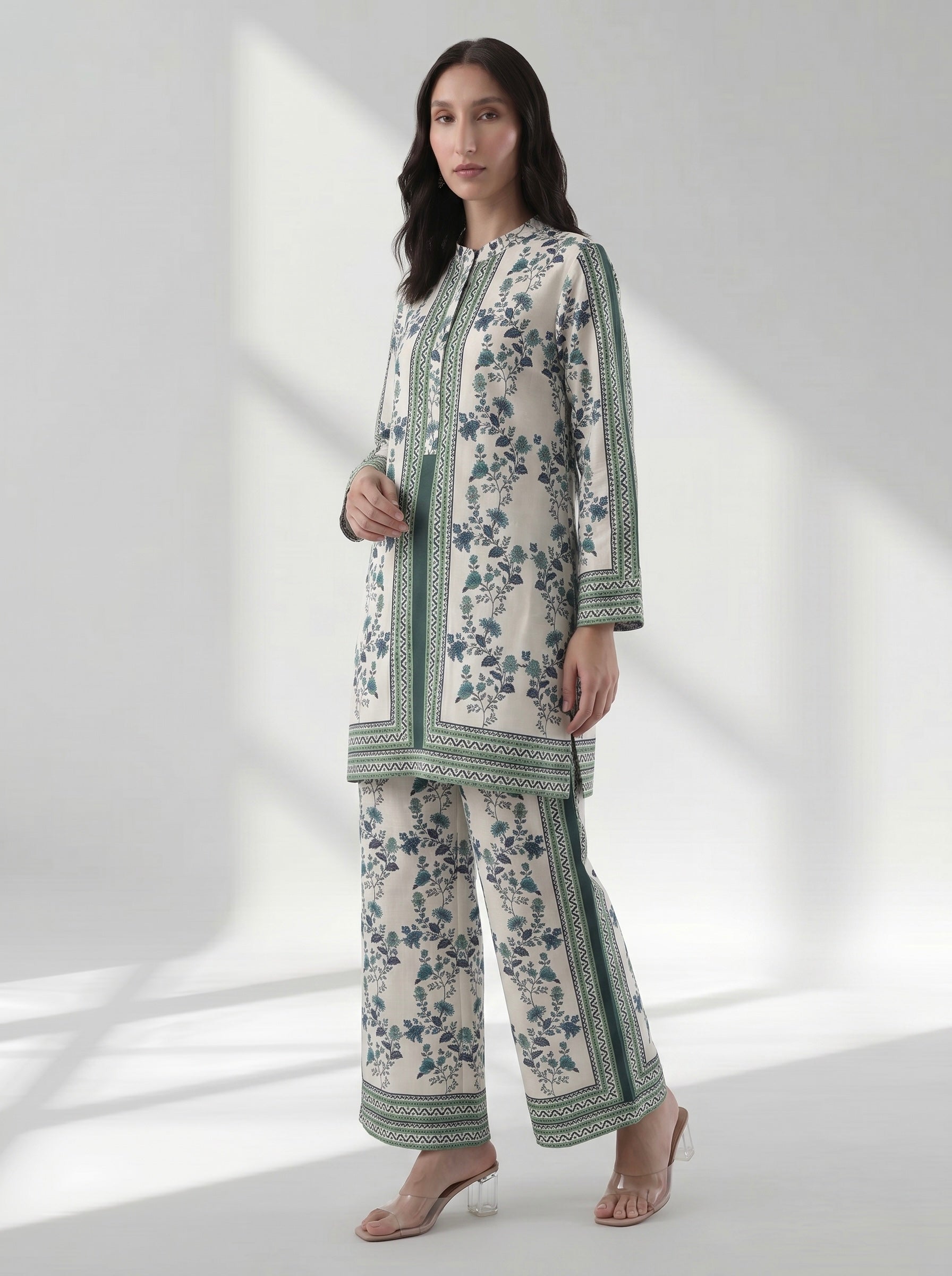Designer Botanical Print Kurta Palazzo Set for Women