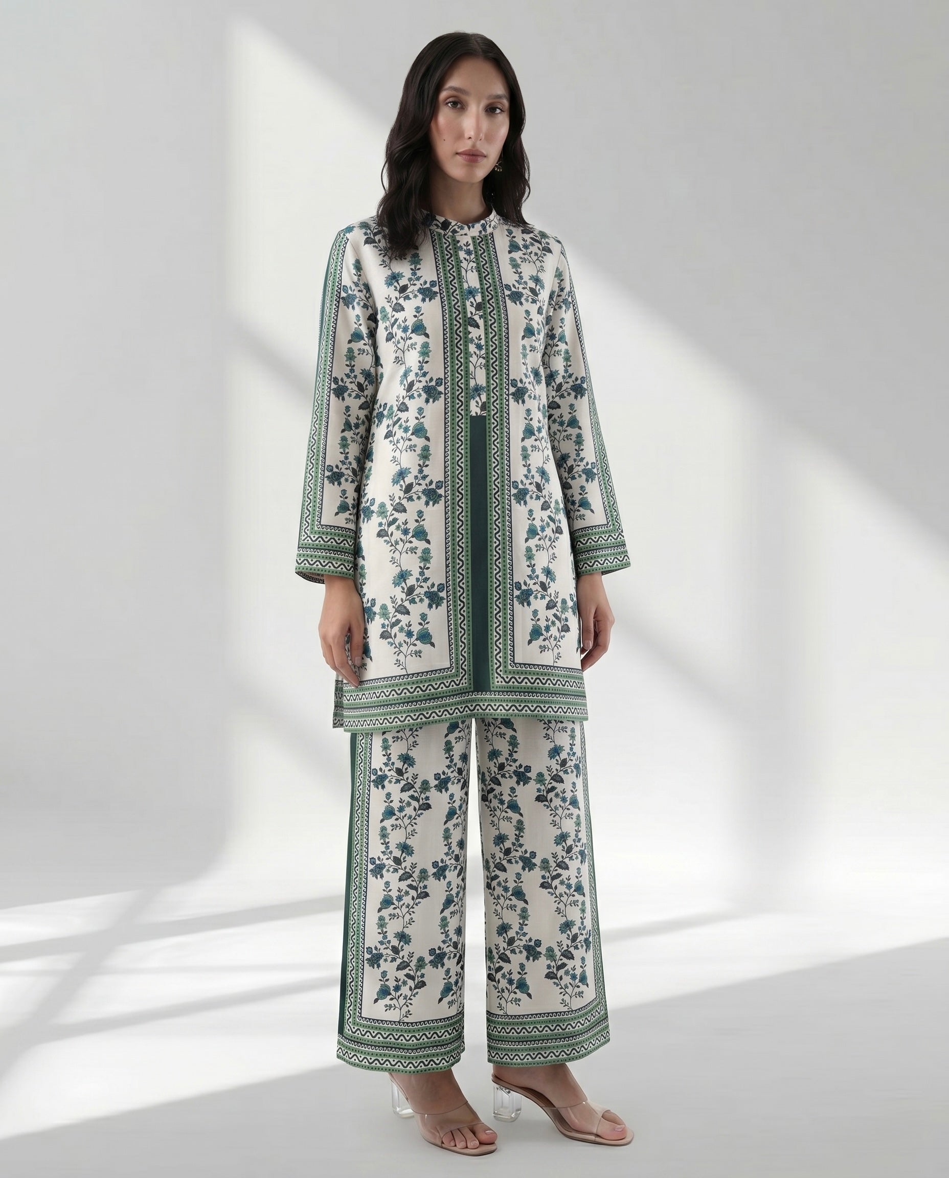 Designer Botanical Print Kurta Palazzo Set for Women