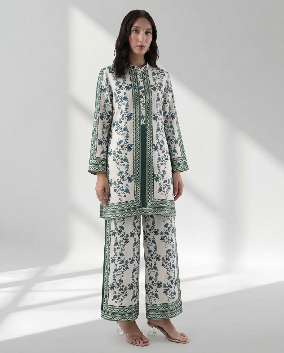 Designer Botanical Print Kurta Palazzo Set for Women