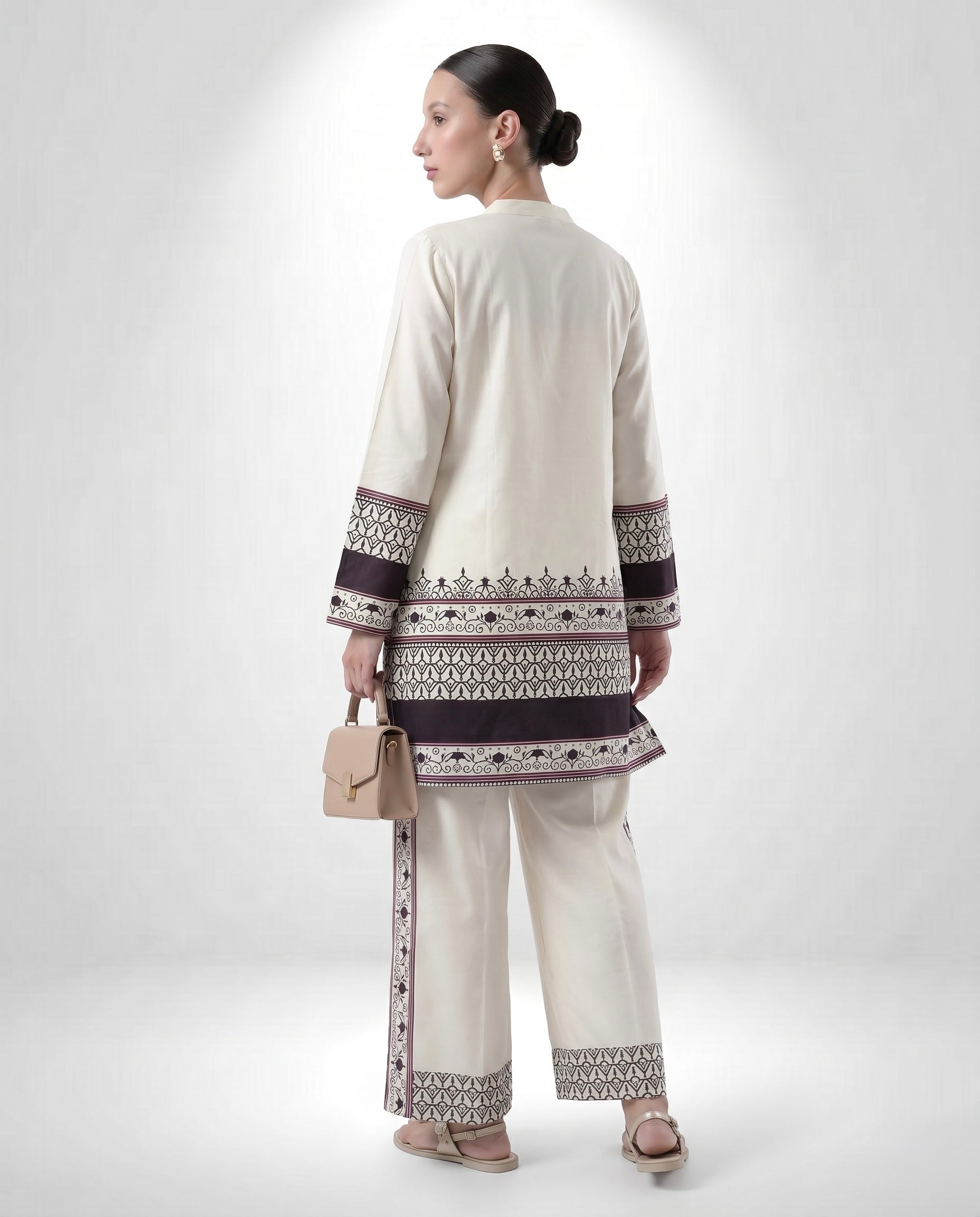 Women's Mandarian Collar Printed Co-ord Set