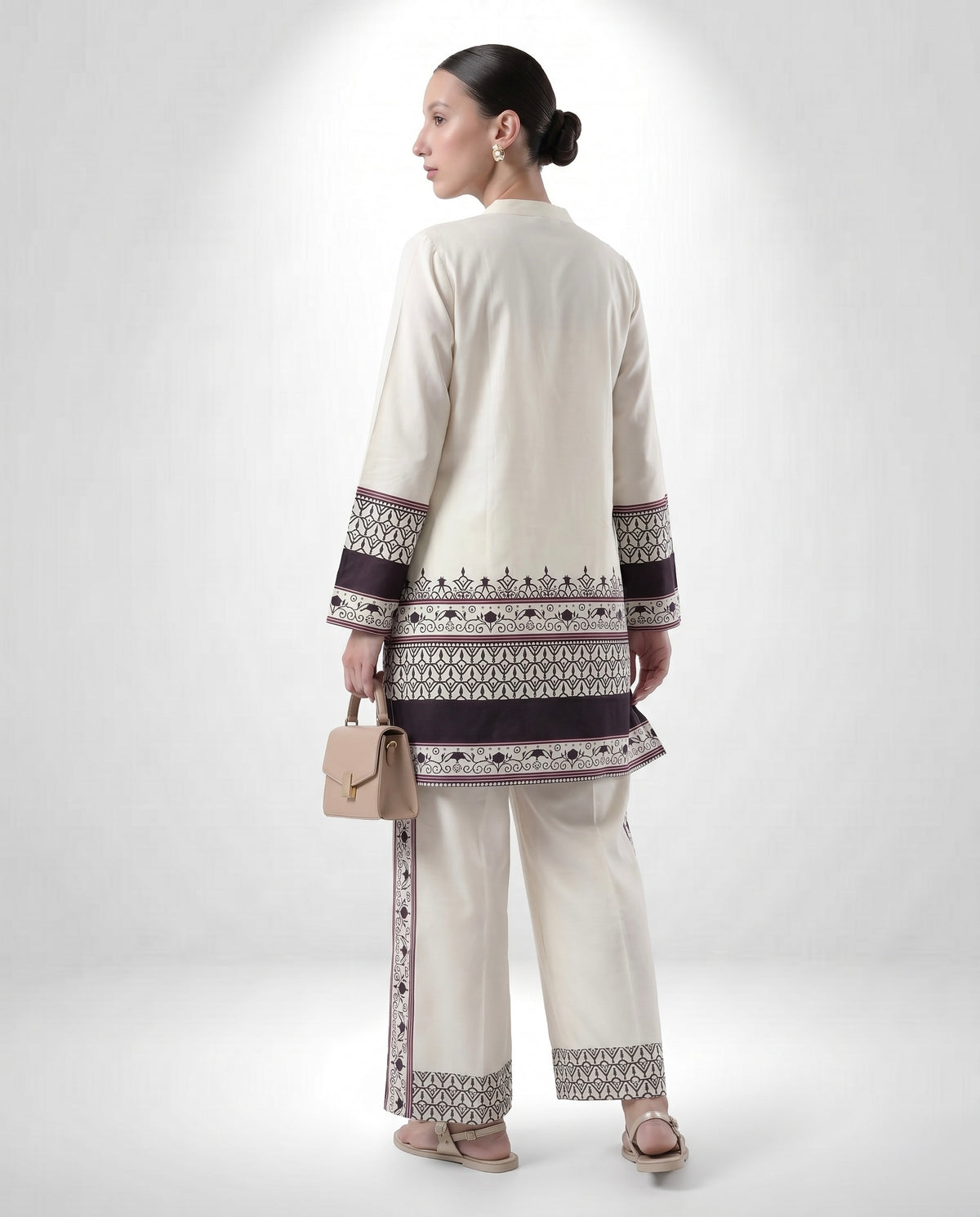 Women's Mandarian Collar Printed Co-ord Set