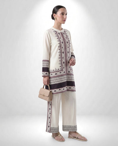 Women's Mandarian Collar Printed Co-ord Set