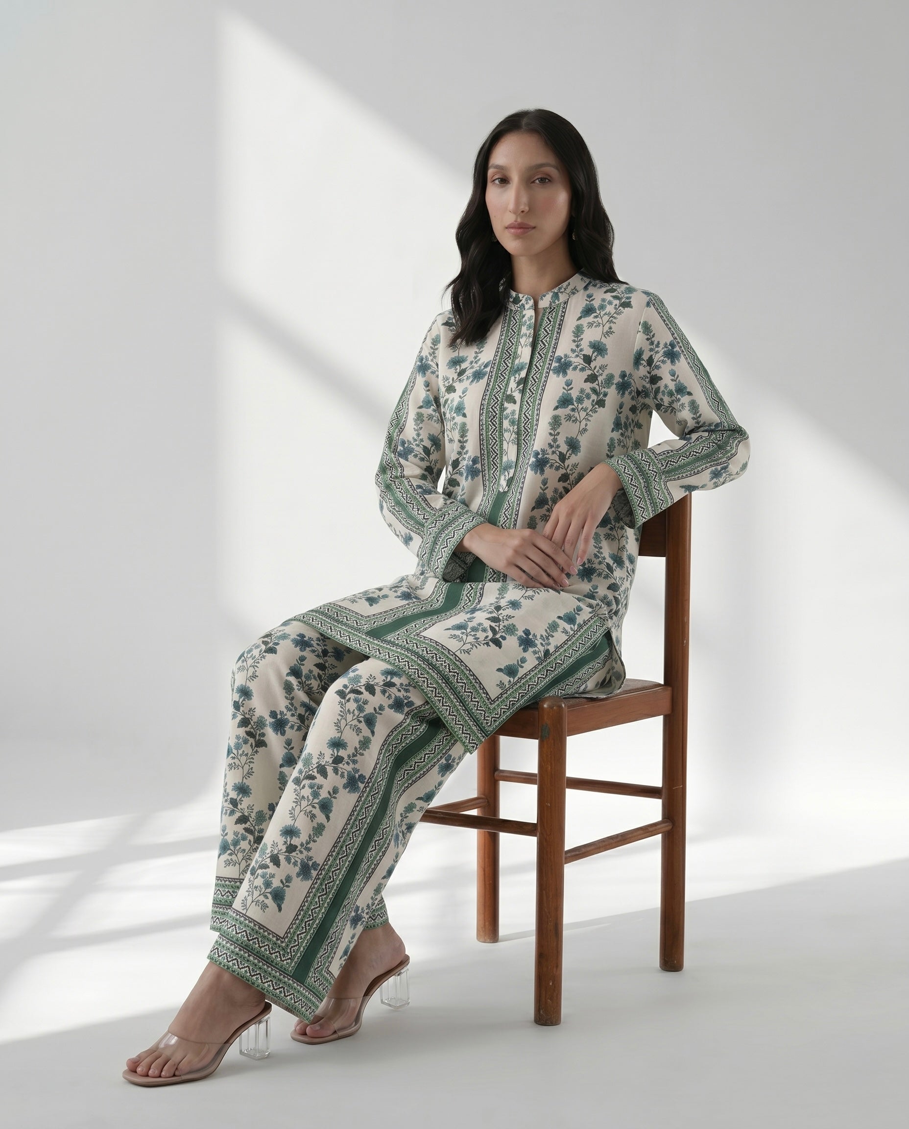 Designer Botanical Print Kurta Palazzo Set for Women