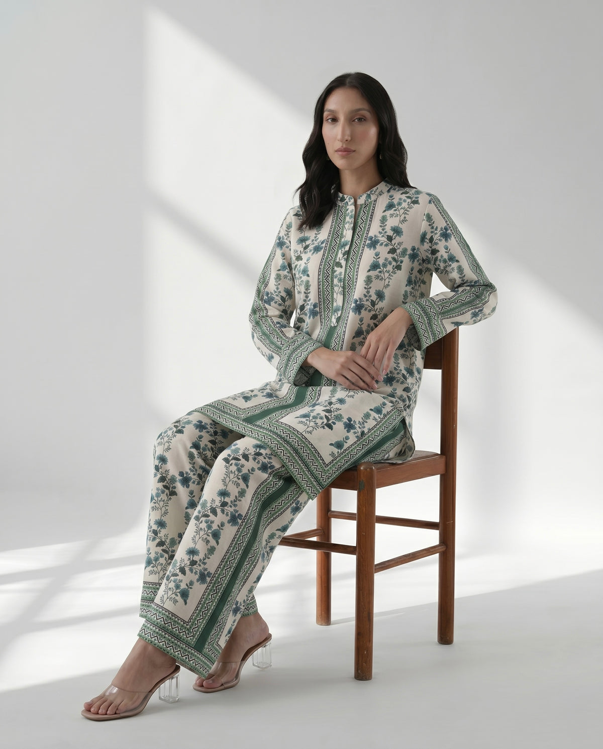 Designer Botanical Print Kurta Palazzo Set for Women