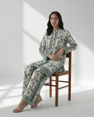 Designer Botanical Print Kurta Palazzo Set for Women