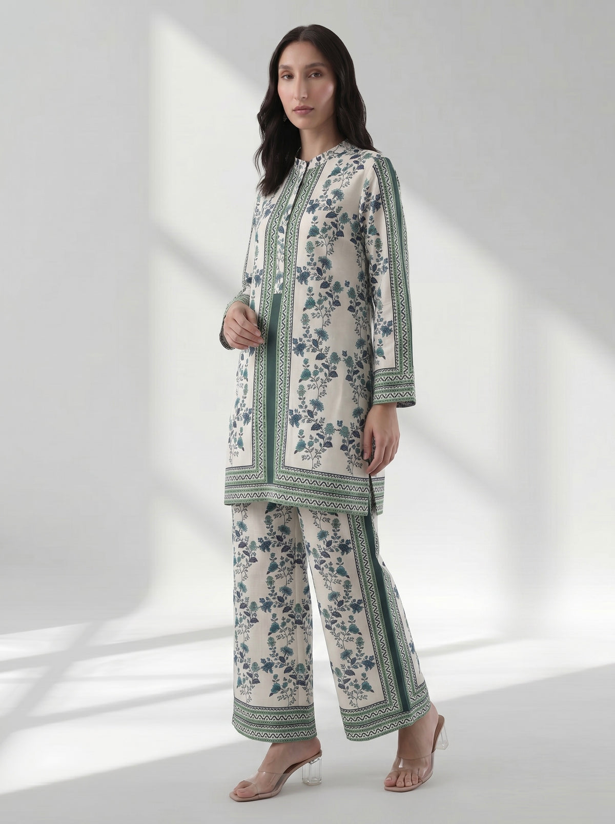 Designer Botanical Print Kurta Palazzo Set for Women